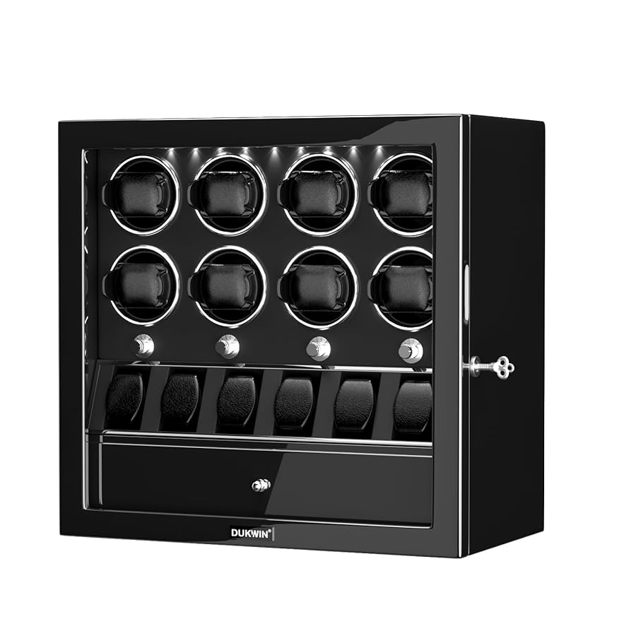 【ヴィンテージ】MOMENTS DE MODE DUKWIN Watch Winder for 8 Automatic Watches, Black Lockable